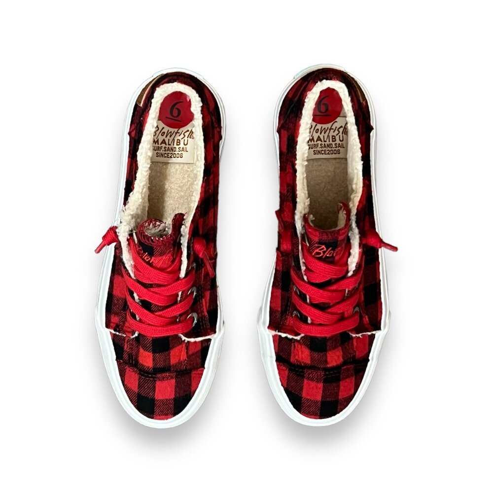 Blowfish Malibu Women's Play Sneaker - WITH RED LACES - Red Buffalo Check - NWT - Picture 4 of 11